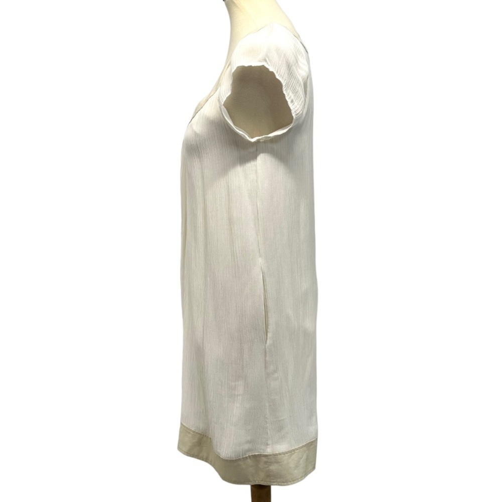 Diane Von Furstenberg Ivory Silk Blend Crepe Scoop Neck Sleeveless Dress Size 4 - Picture 5 of 10